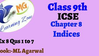 Class 9th ICSE Math Ch 8 Indices Ex 8 Qus 1 to 7 [upl. by Nostrebor]