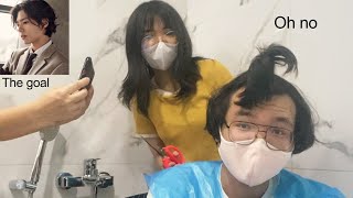 I cut my brothers hair and forced my mum to film it [upl. by Ordnaxela]