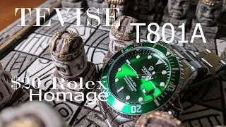 The Imitation Hulk  Tevise T801A in Green Review a 20 Rolex Submariner Homage [upl. by Itsyrc204]