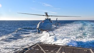 MQ8C Fire Scout Takes First Flight on USS Jason Dunham [upl. by Lokkin]