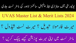 UVAS Lahore Released Master List  UVAS Lahore Merit Lists amp Merit Formula [upl. by Vanya984]