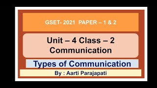 GSET 2021  Unit  4  Communication  Types of Communication  Class  2 [upl. by Kliment]