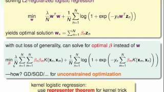 Kernel Logistic Regression  Kernel Logistic Regression  Machine Learning Techniques 機器學習技法 [upl. by Langill]