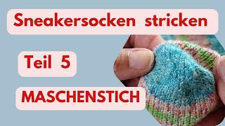 Maschenstich rechte Maschen  Socken stricken  Sockenspitze Bandspitze  Stricken für Anfänger [upl. by Avehsile]