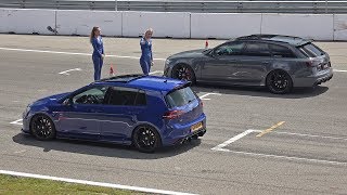 480HP Volkswagen Golf 7 R Stage 2 vs 700HP Audi RS6 Avant C7 with Akrapovic Exhaust [upl. by Aenehs]