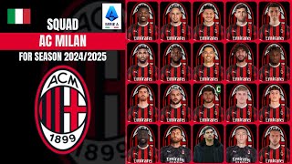 AC Milan Full Squad Season 20242025 I Serie A 2425 I I Rossoneri Squad [upl. by Emmit464]