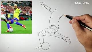 Drawing Of Sketch Neymar Kick The Ball [upl. by Afatsum]