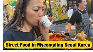 Korean Street food Night Market in MyeongdongSeoul Korea [upl. by Englis702]