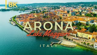 Arona Lake Maggiore  Tour of Spectacular Arona in 8K  Italy [upl. by Marva]