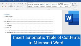 How to Insert Table of Contents in Word  Microsoft Word ⏩ [upl. by Gerik]