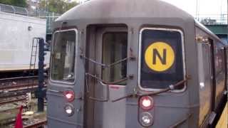 MTA Manhattan bound R68 N train entering 86 StreetGravesend [upl. by Arahk]