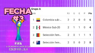 TABLA DE POSICIONES MUNDIAL FEMENINO SUB 20 COLOMBIA 2024 FECHA 3 RESULTADOS MUNDIAL FEMENIL SUB20 [upl. by Pauly]