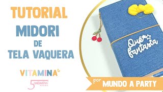 Tutorial Como hacer un MIDORI Scrapbook 💙 de TELA Vaquera [upl. by Enowtna]