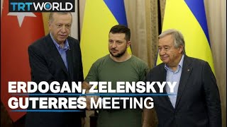 Erdogan Zelenskyy Guterres meet in Lviv [upl. by Watters46]