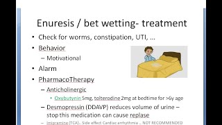 Pediatrics Enuresis Bet wetting trea child nocturnal Oxybutynin Tolterodine desmopressin DDAVP [upl. by Backer]