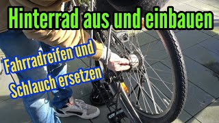 Fahrrad Hinterrad ausbauen mit Nabenschaltung und Rücktrittbremse Schlauch und Reifen wechseln [upl. by Ellenrahs]