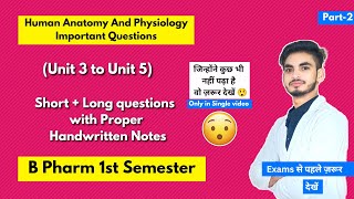 Human anatomy and physiology b pharmacy 1st year important questions। B Pharm 1st sem। Hindi। Part2 [upl. by Dud]