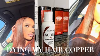 DYING MY NATURAL HAIR  WEAVE COPPER W LOREAL HICOLOR HILIGHTS NO BLEACH NEEDED [upl. by Haidabej256]