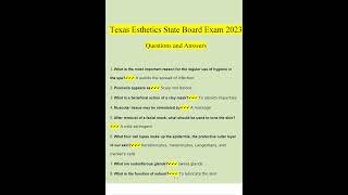 Texas Esthetics State Board Exam 2023 Questions and Answers Verified Answers by Expert [upl. by Siuqaj]