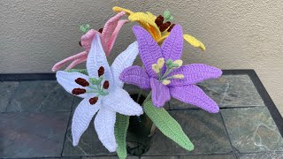 🥰Como hacer un Lirio a Crochet paso a paso 🌺🌸Lirios a Crochet [upl. by Isnyl830]