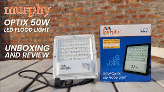 Murphy 50W LED Flood Light with Auto ONOFF Sensor Unboxing and Review [upl. by Adnohsek]