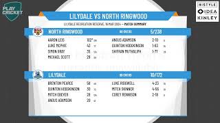 Ringwood amp DCA  10 Lindsay Trollope Shield  Preliminary Final  Lilydale v North Ringwood  Day 2 [upl. by Kendry285]