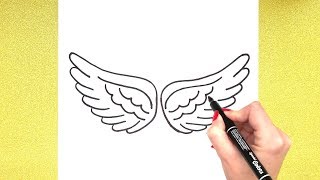 How to Draw Angel Wings Angel Wings Drawing 👼SIMPLE Step by step drawing  Super Easy Drawing [upl. by Pearse]