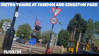 3 Metro Trains at Fawdon and Kingston Park Level Crossing 110524 [upl. by Gennaro]