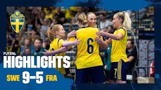 Highlights futsal dam  Sverige–Frankrike 9–5  Seger framför rekordpublik [upl. by Maggio]