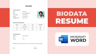 Biodata Format for Job  How to Create Resume in MS Word  Resume Kaise Banaye [upl. by Sarena]