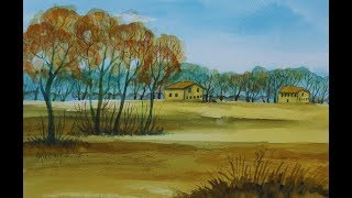 Come realizzare un PAESAGGIO italiano ad ACQUERELLO dipingere pittura tutorial [upl. by Eiuol]