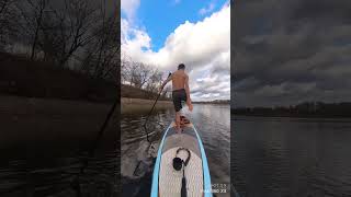 Dancer pose on a paddleboard supyoga dancerpose [upl. by Ahsikat]