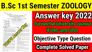 🔴Bsc 1st semester Zoology Question paper 2022Answer key Purvanchal UniversityObjective Question [upl. by Hilar]