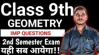 class 9th geometry important questions second semester exam 2024  math 2 important question 2nd Sem [upl. by Lerad]