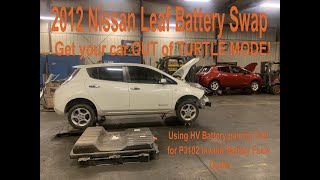 Nissan Leaf Time Lapse Video of Traction Battery Swap Used HV P3102 Error Battery Pairing Tool [upl. by Eisnil842]