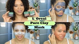 NEW  LOreal Pure Clay Mask  Review and Demo  Oily Skin [upl. by Yrevi]