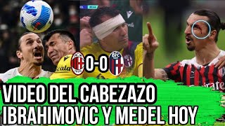 Ibrahimovic vs Gary Medel CABEZAZO VIDEO hoy en milan vs bologna zlatan VS medel momento del golpe [upl. by Akcired]