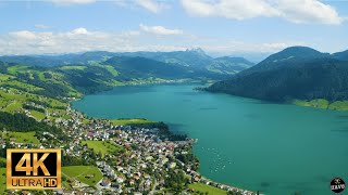 4K  ÄGERISEE  SWITZERLAND  Drone Footage  Cinematic Aerial  Relaxation Video w Ambient Music [upl. by Vories]