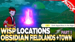 Every Wisp Location in Obsidian Fieldlands amp Jubilife Village  Pokemon Legends Arceus [upl. by Yrahcaz]