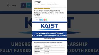 KAIST International Undergraduate Scholarship in South Korea 2023 – Fully Funded [upl. by Capone]