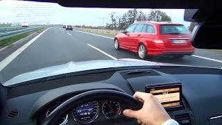 Mercedes C63 AMG Acceleration Kickdown Onboard  Exhaust Sound Beschleunigung Autobahn W204 [upl. by Aihsenak]