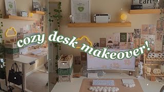 cozy desk makeover🌿🖥️ my dream desk setup HUGE amazon haul pinterest inspired [upl. by Apfelstadt436]