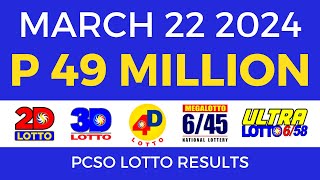 Lotto Result March 22 2024 9pm PCSO [upl. by Sallyann161]