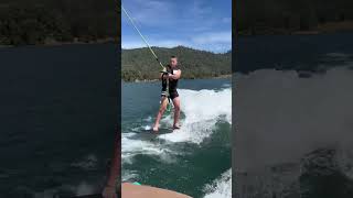 Second Time Wake surfing behind a axis boat Folsom Lake￼￼ [upl. by Lupita]