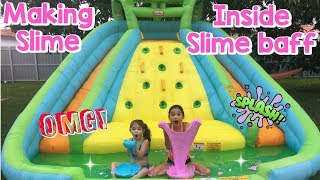 Making SLIME In A BOUNCE HOUSE Challenge [upl. by Aivartal663]