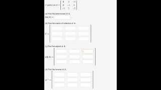 point Let A  73 2 a Find the determinant of A detA b Find the matrix of cofactors of A C c Find [upl. by Atinal828]