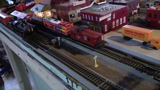 Steampowered freight on my model train layout [upl. by Edecrem]