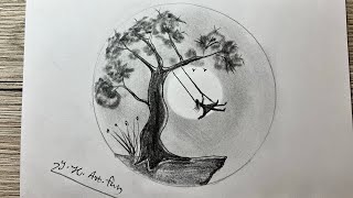 Einfach Landschaft Zeichnen mit Bleistift  Full Easy Nature Drawing [upl. by Ciprian]