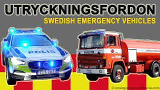 Police Cars Fire Engines and Ambulances responding Sweden [upl. by Lawry]