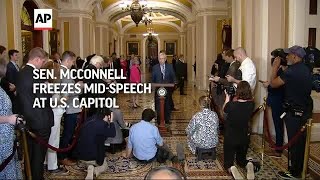 Mitch McConnell briefly leaves news conference after freezing up midsentence [upl. by Lekym]